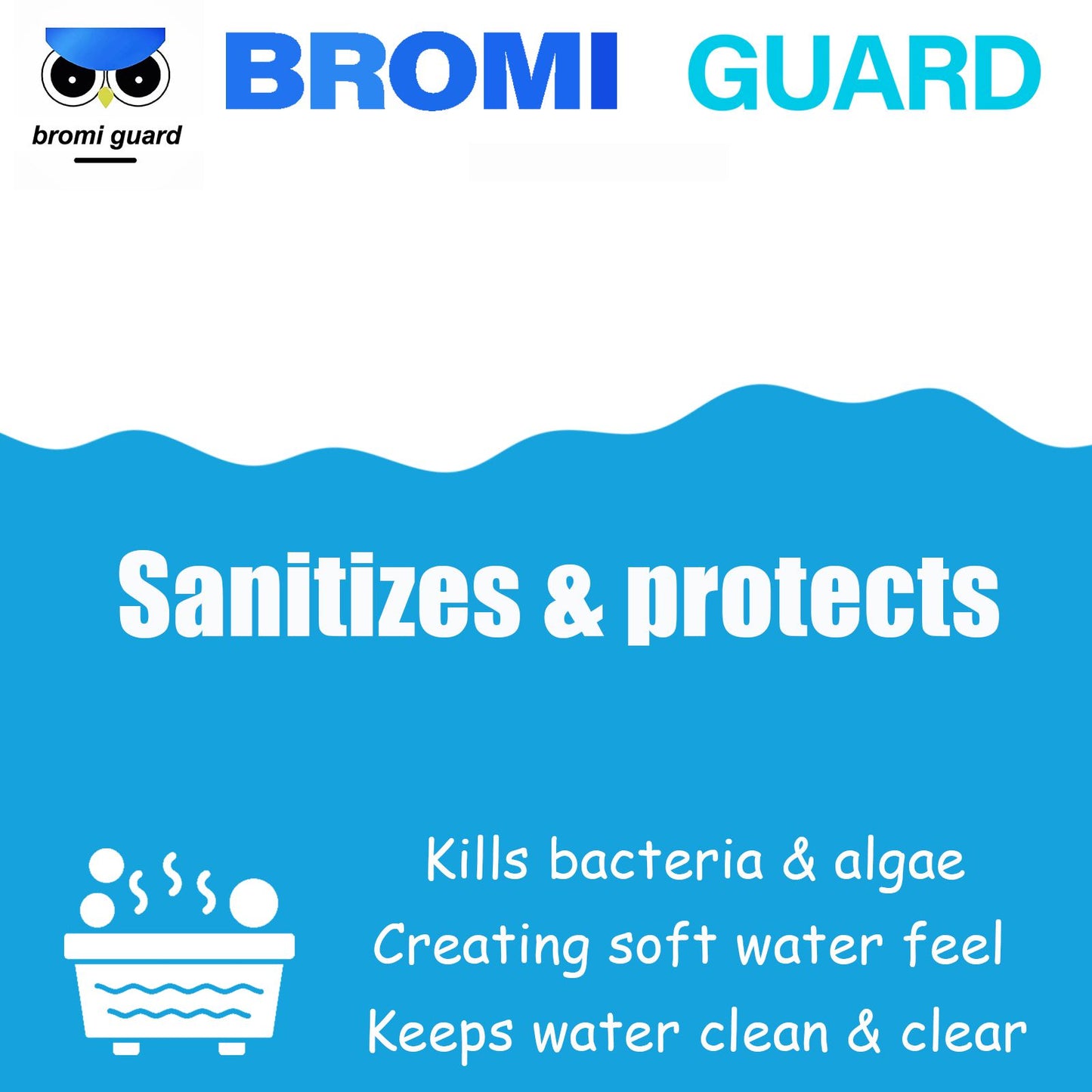 BROMIGUARD【2.5 lbs】 1-Inch Bromine Tabs, Chemical Sanitizer for Spas & Hot Tubs, Bromine Chemical Tabs
