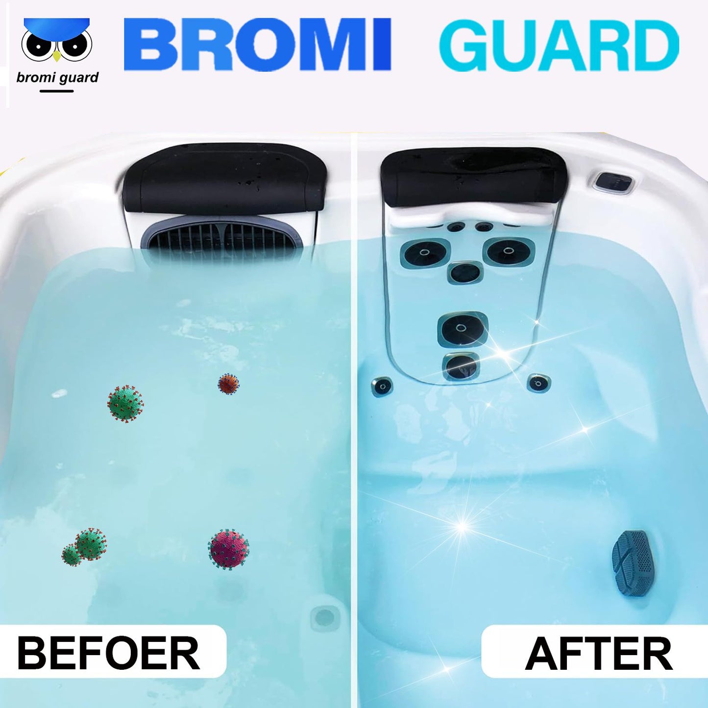 BROMIGUARD【2.5 lbs】 1-Inch Bromine Tabs, Chemical Sanitizer for Spas & Hot Tubs, Bromine Chemical Tabs