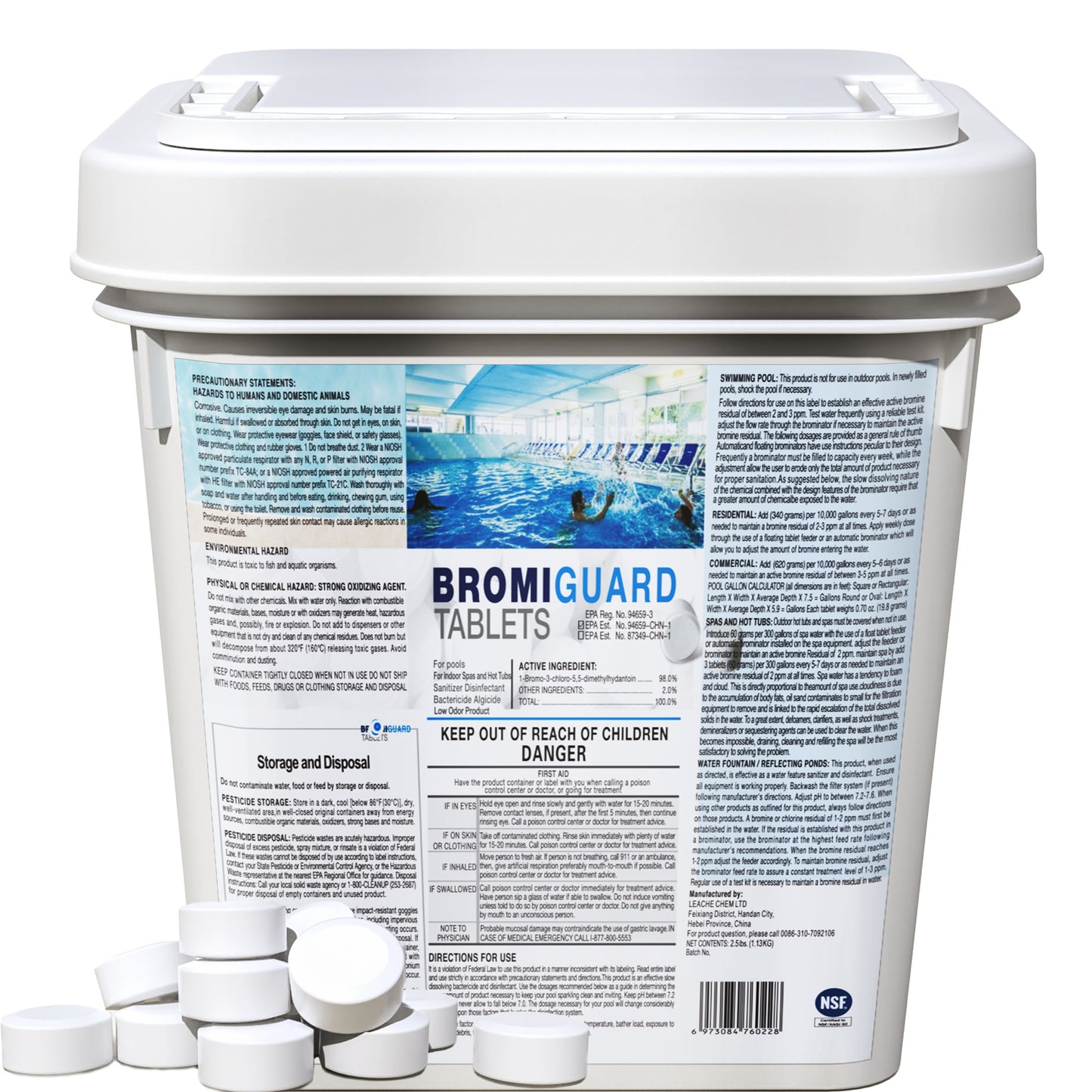 BROMIGUARD【2.5 lbs】 1-Inch Bromine Tabs, Chemical Sanitizer for Spas & Hot Tubs, Bromine Chemical Tabs