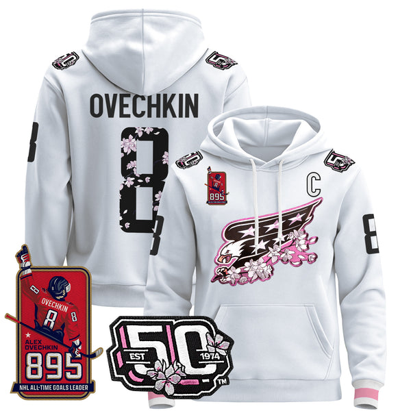 Cherry Blossom Hockey Embroidered Pullover Hoodie