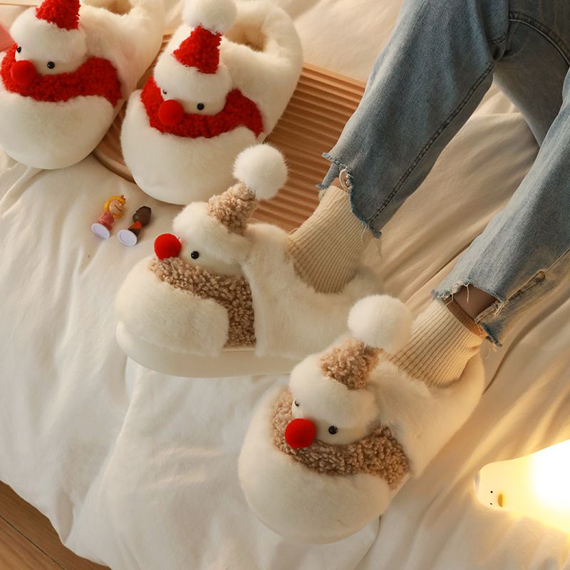 Christmas Snowman Fluffy House Slippers