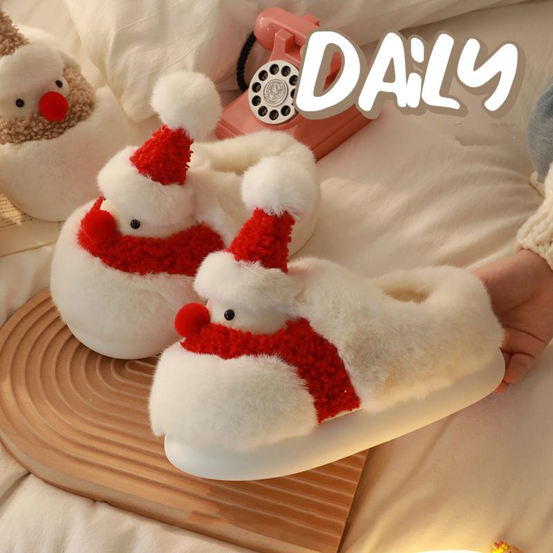 Christmas Snowman Fluffy House Slippers