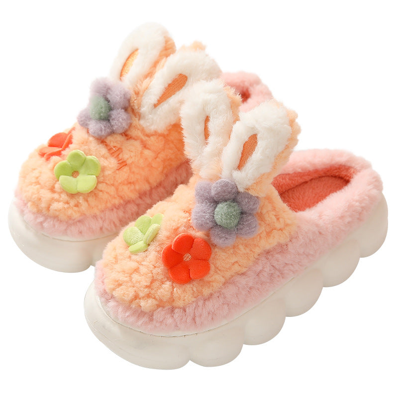 Bunny Ears with Daisy Fluffy House Slippers