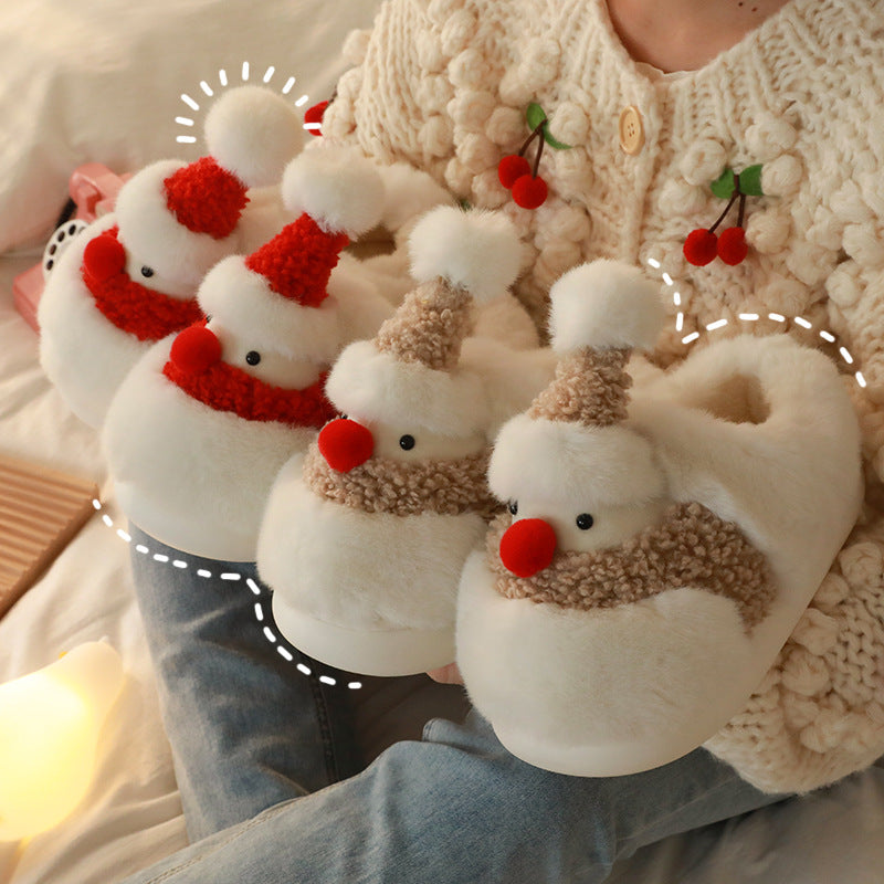 Christmas Snowman Fluffy House Slippers
