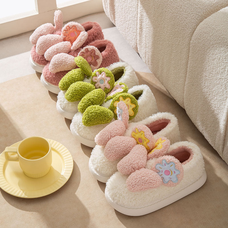 Donut with Bow Tie Fluffy House Slippers
