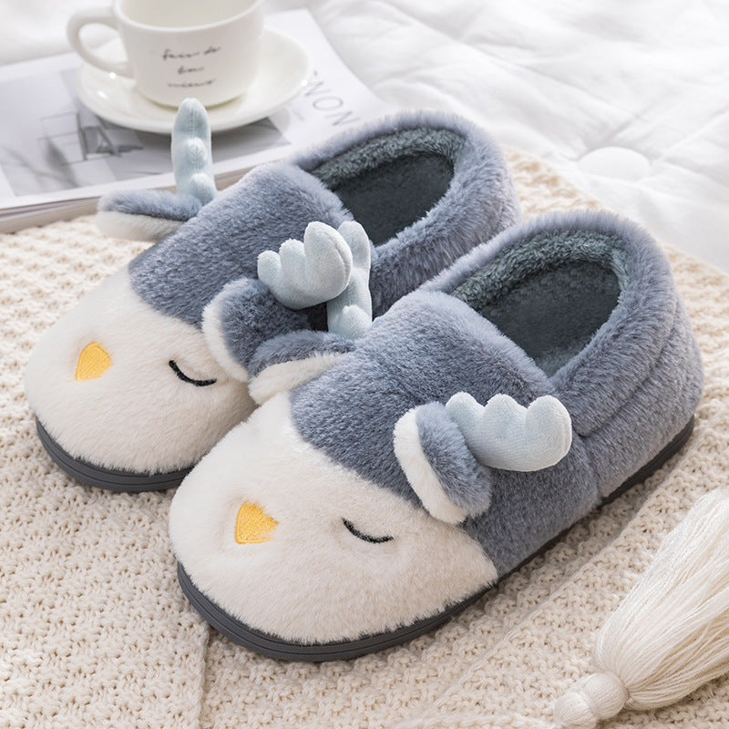 Christmas Rudolph Reindeer Fuzzy House Slippers