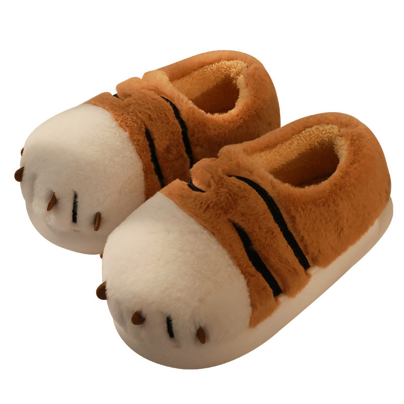 Tiger Paw Stitch Fluffy House Slippers