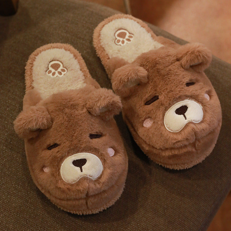 Sleeping Bear Cute Fluffy House Slippers