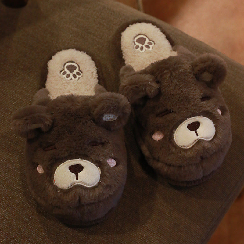Sleeping Bear Cute Fluffy House Slippers
