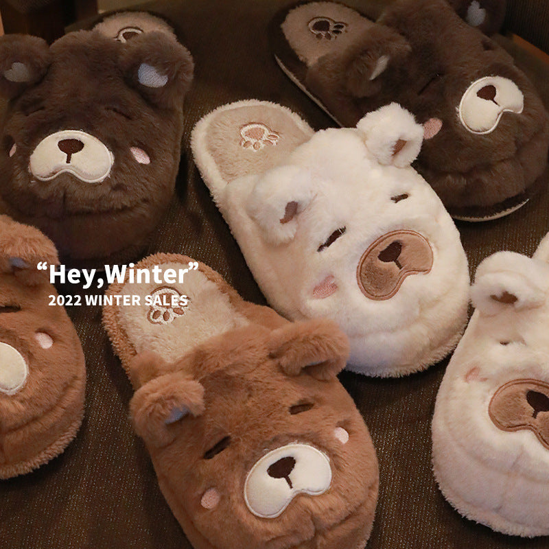 Sleeping Bear Cute Fluffy House Slippers