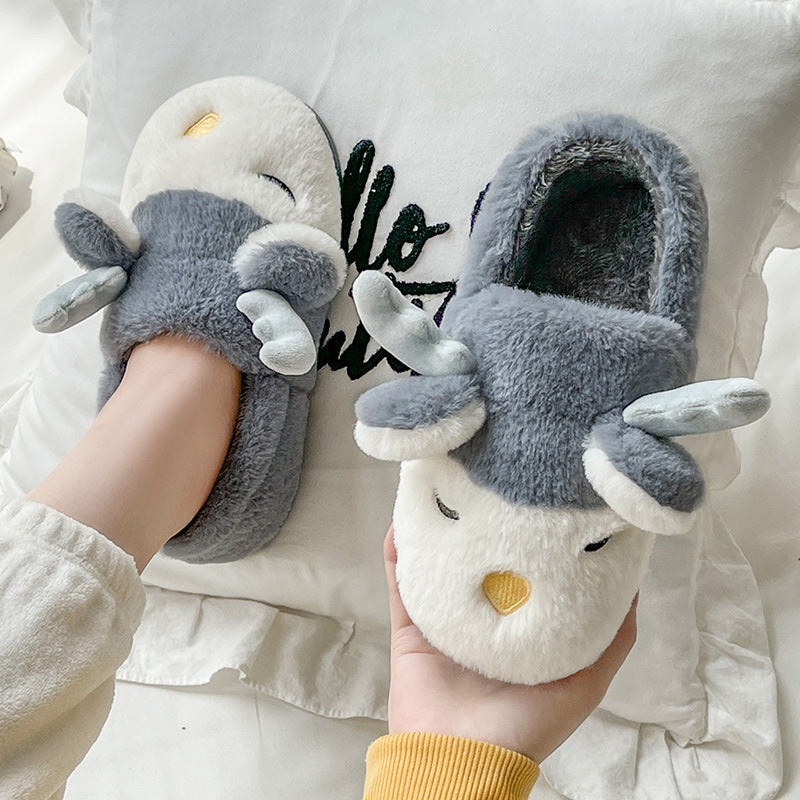 Christmas Rudolph Reindeer Fuzzy House Slippers