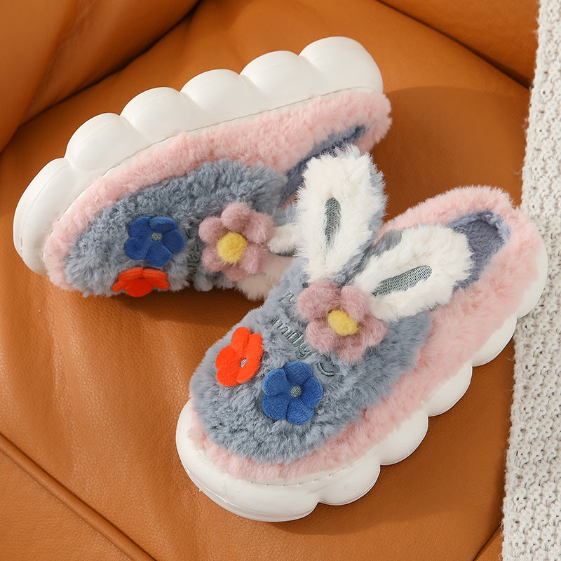 Bunny Ears with Daisy Fluffy House Slippers