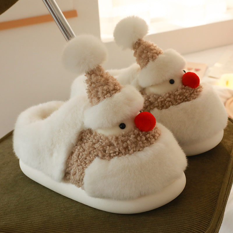 Christmas Snowman Fluffy House Slippers