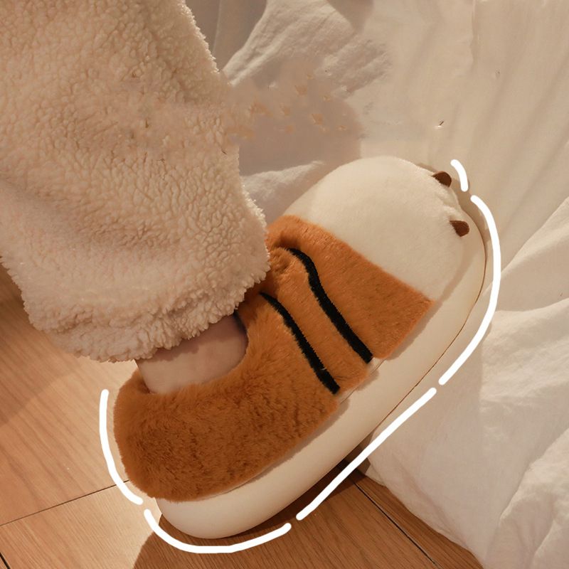 Tiger Paw Stitch Fluffy House Slippers