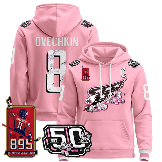 Cherry Blossom Hockey Embroidered Pullover Hoodie