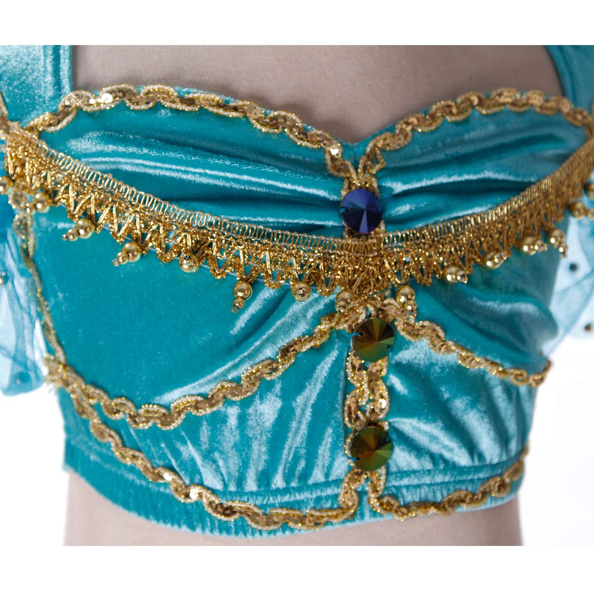 4 Pieces Teal Jasmine Arabian Adult Costume Set