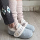 Bunny with Stars Print Fluffy Suede Slipper