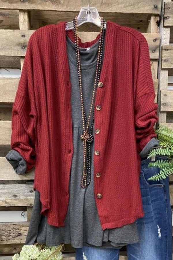 Burgundy Button Up Cardigan