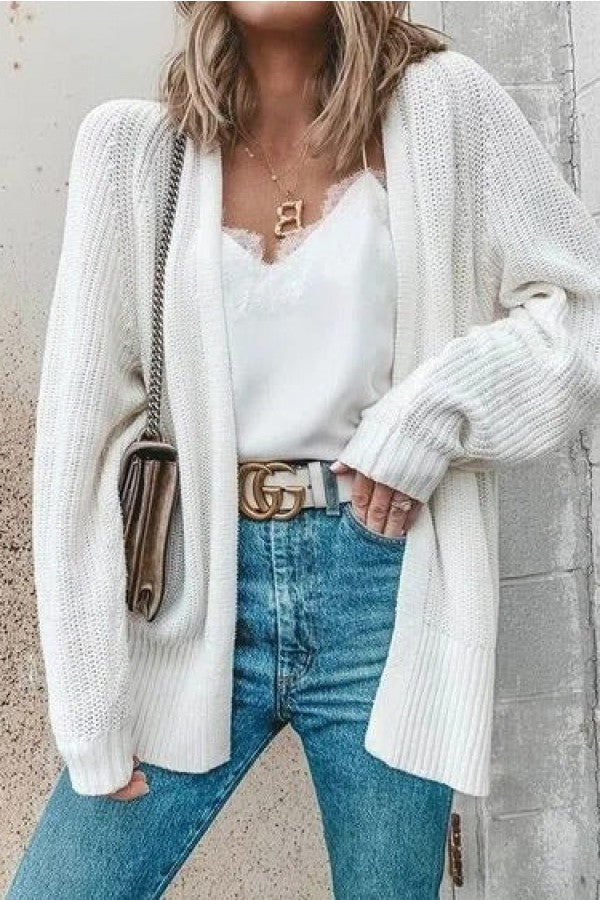 Cream Crochet Fuzzy Cardigan