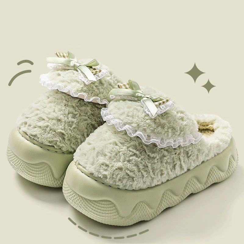 Double Layer Bow Tie House Slipper