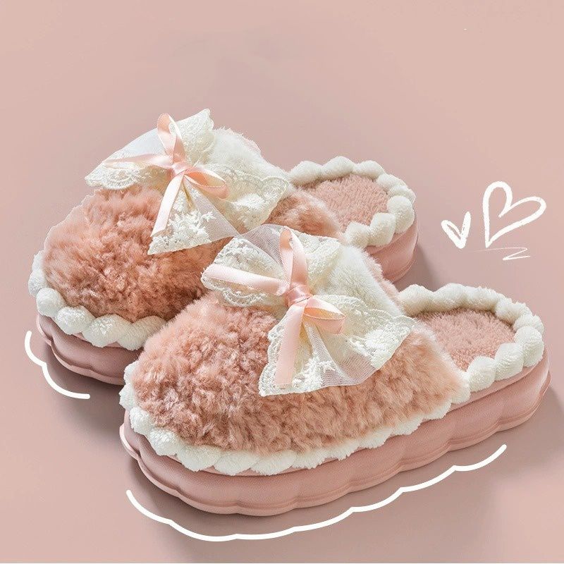 Double Layer Bow Tie House Slipper