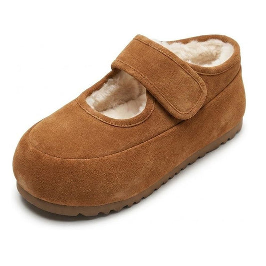 Cloud Walk Fur Lined Round Toe Slip On Suede Slipper