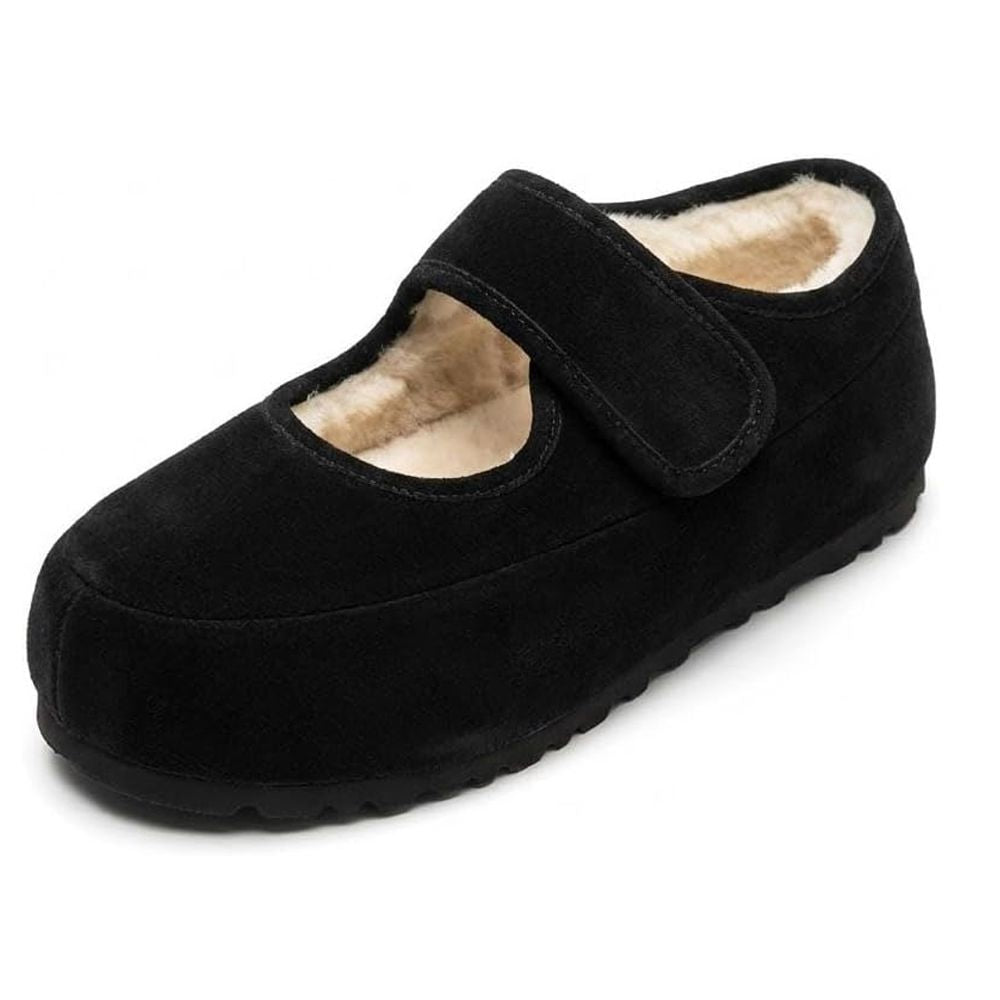 Cloud Walk Fur Lined Round Toe Slip On Suede Slipper