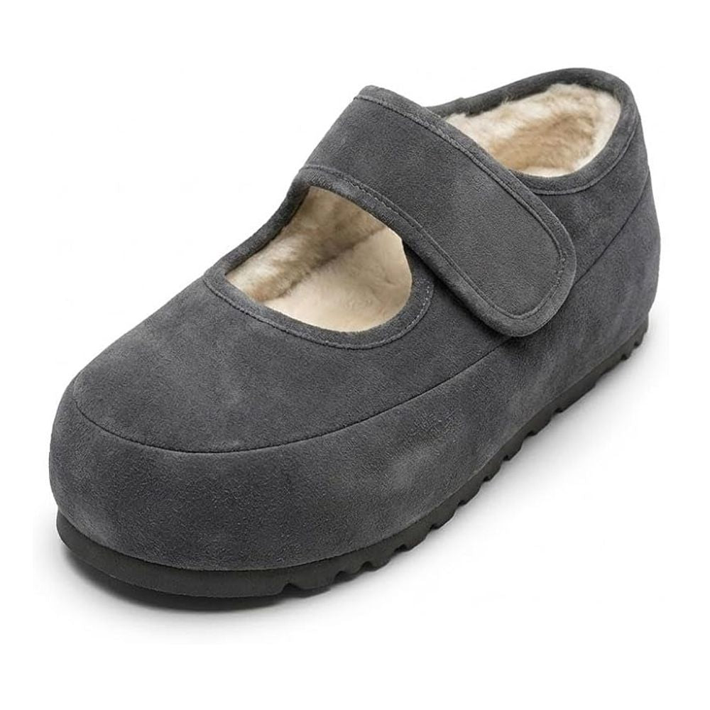 Cloud Walk Fur Lined Round Toe Slip On Suede Slipper