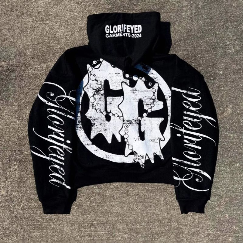 Gothic Glorified Quote Zip Up Hoodie