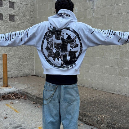 Gothic Glorified Quote Zip Up Hoodie