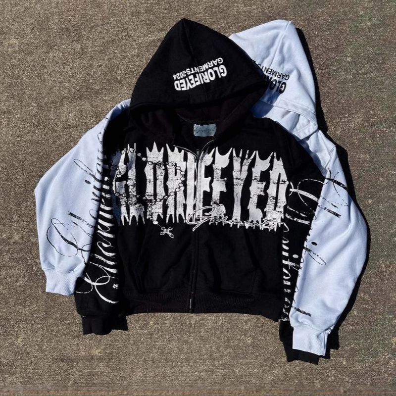 Gothic Glorified Quote Zip Up Hoodie