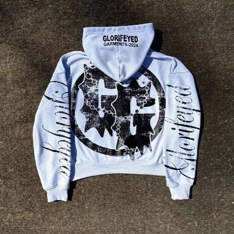 Gothic Glorified Quote Zip Up Hoodie