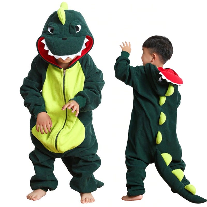 Kids Green Yellow Dinosaur Onesie