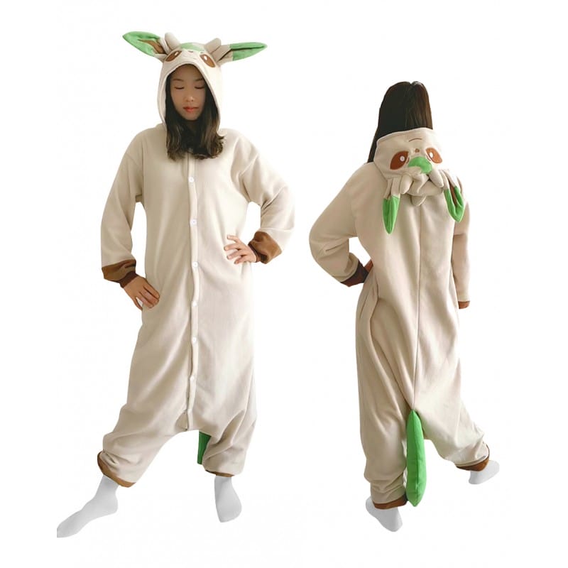 Leafeon Pokemon Onesie Species Costume Jumpsuit Pajama