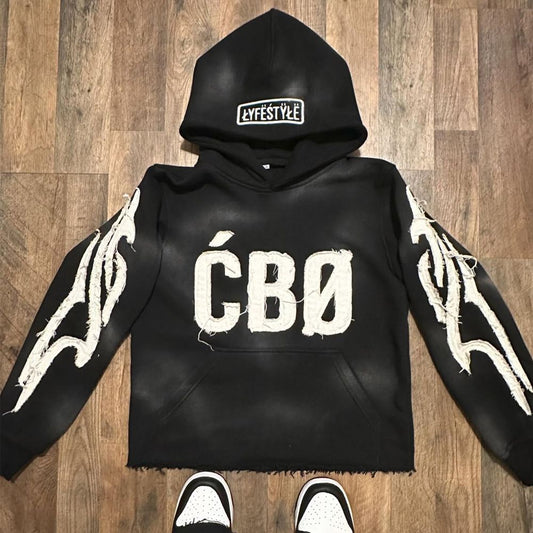 Lifestyle Quote Distressed Hoodie