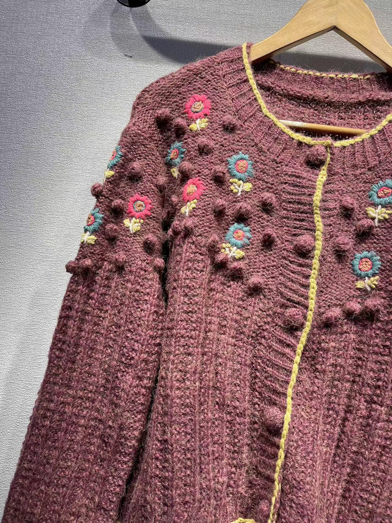 Vintage Burgundy Floral Cardigan