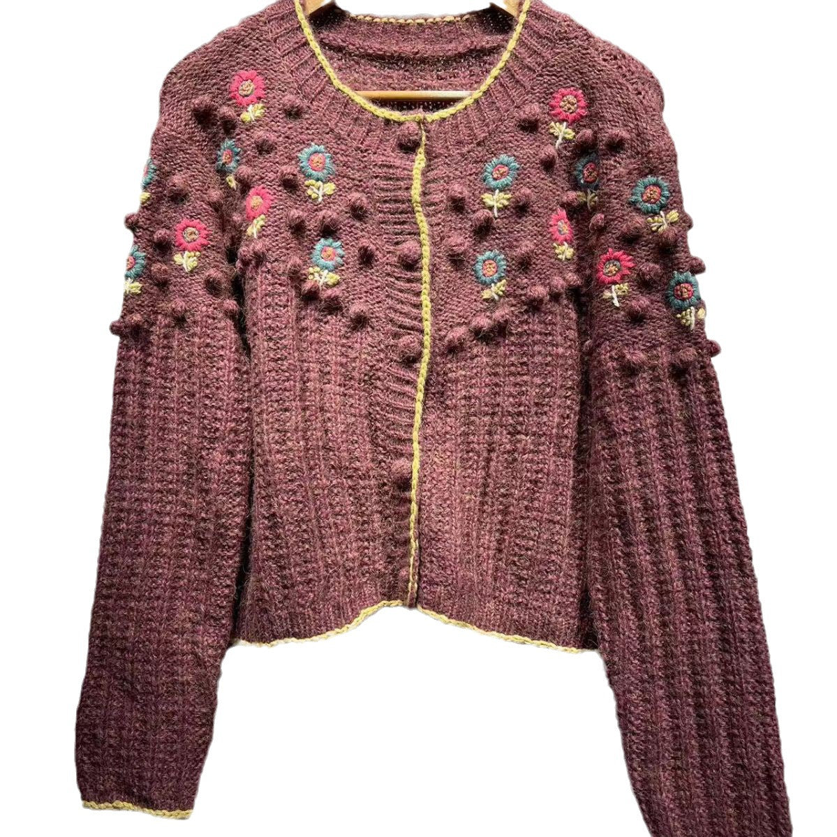 Vintage Burgundy Floral Cardigan