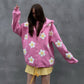 Pink Seamless Daisy Baggy Hoodie