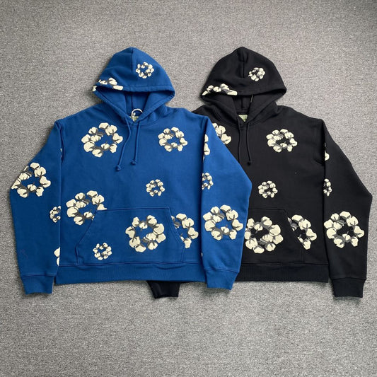 White Cotton Wreath Y2K Pullover Hoodie