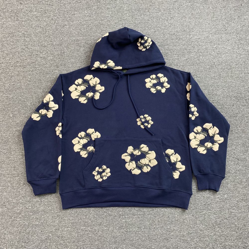 White Cotton Wreath Y2K Pullover Hoodie