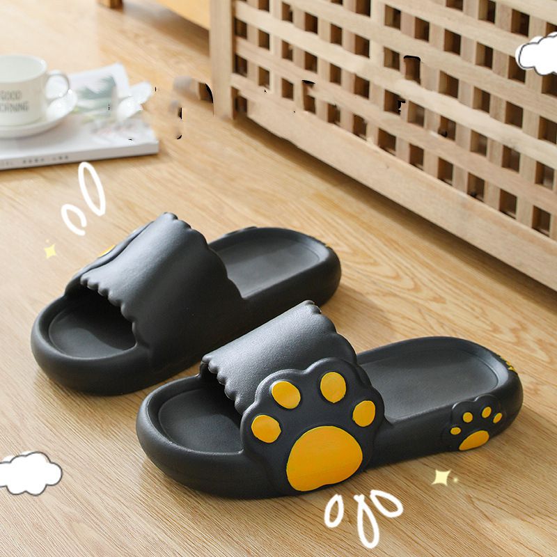 Black - Paw Print Slides Shoes