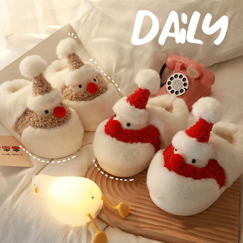 Christmas Snowman Fluffy House Slippers