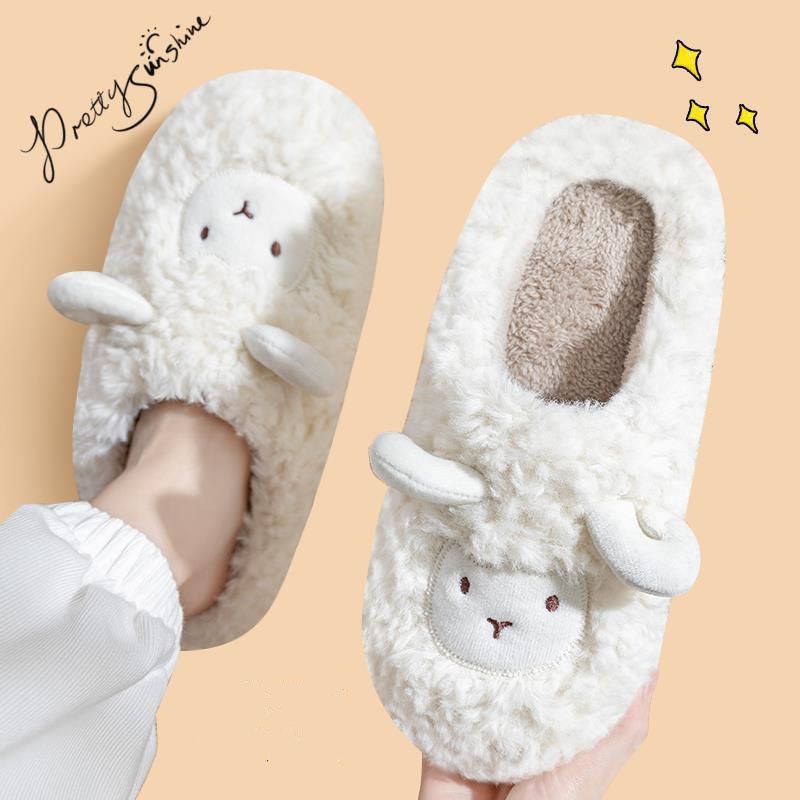 Sheep - Fluffy Plush, Cute Animal Design, Fuzzy Warm Indoor Bedroom Shoes – ShoeWee