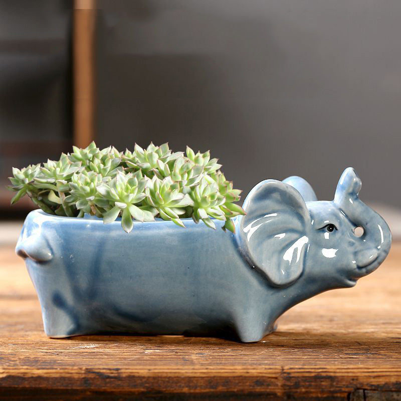 Long Body Cute Elephant Small Succulent Pot