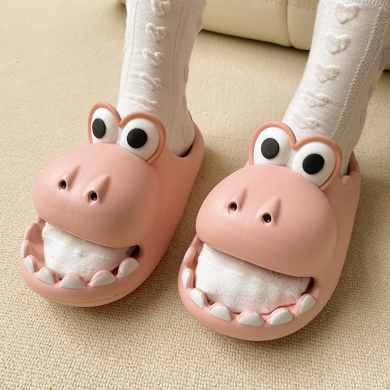 Pink - Cartoon Open Mouth crocodile House Slippers