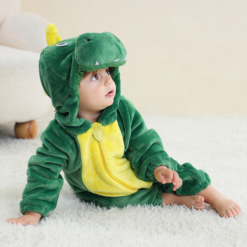 Baby Animal Costume Flannel Hooded Romper Jumpsuit