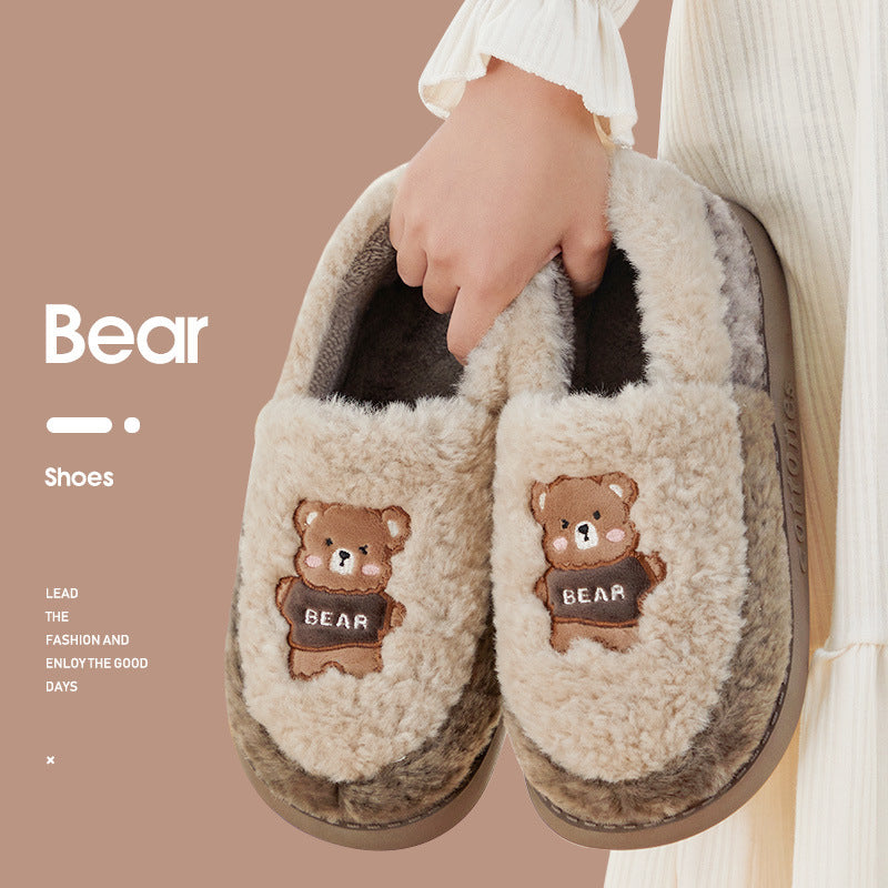 Sweet Bear Fuzzy House Slippers