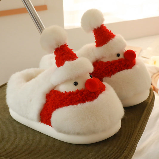 Christmas Snowman Fluffy House Slippers
