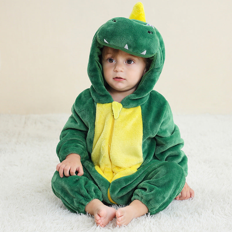 Baby Animal Costume Flannel Hooded Romper Jumpsuit