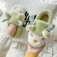 Christmas Rudolph Reindeer Fuzzy House Slippers